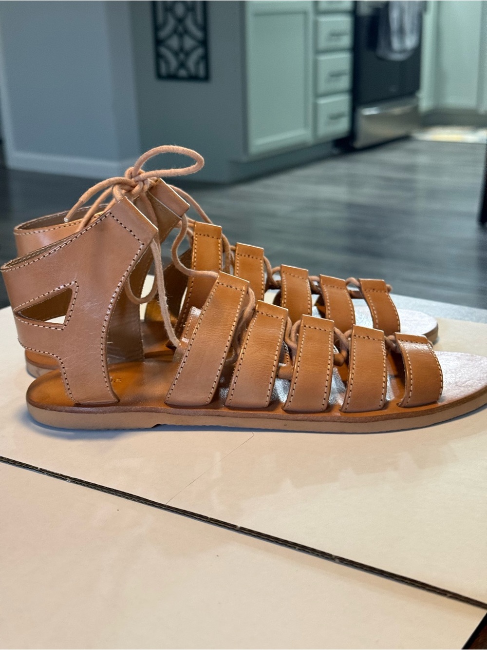 Ecote Brown Multi-Strap Lace-Up Gladiator Sandals